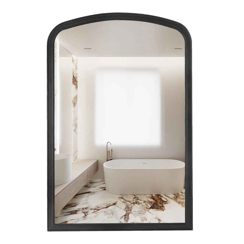 Lucena Farmhouse Wood Arched Wall Mirror for BathRoom BedRoom
