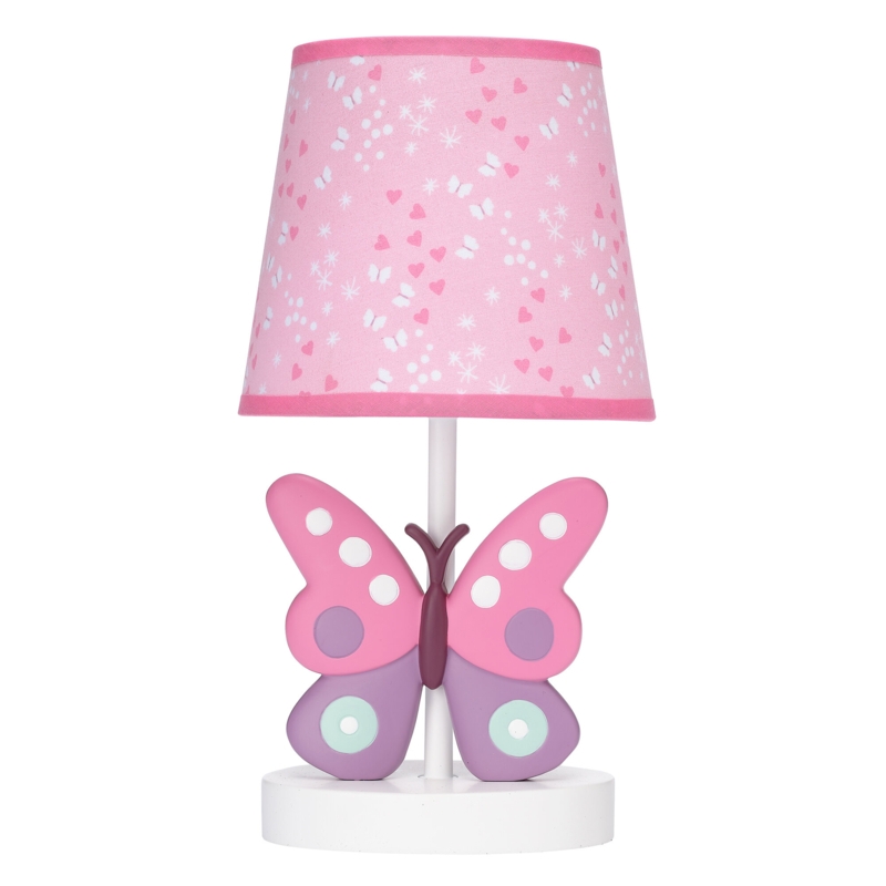Magic Garden Pink/White Butterfly Lamp with Shade & Bulb