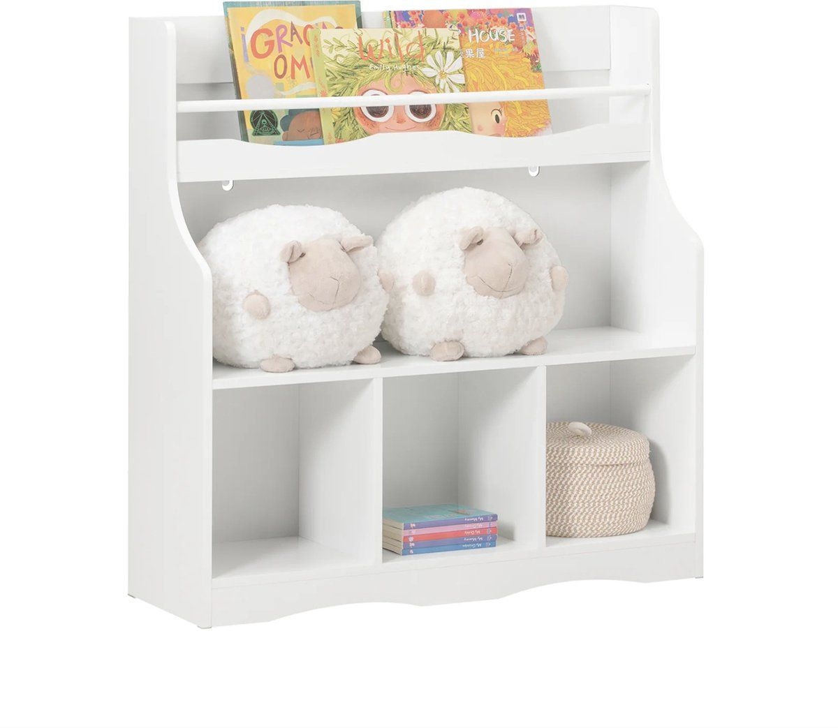 Mara Kinderboekenkast - Speelgoedplank - Boekenplank Voor Kinderen - Opbergkast - Boekenkast - MDF - Wit - 90 x 30 x 95 cm