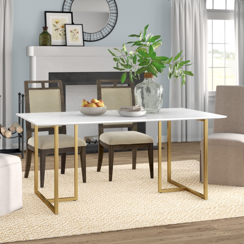 Marble Top Metal Base Dining Table
