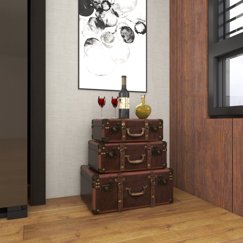 Marissa 3 Piece Faux Leather Vintage Trunk