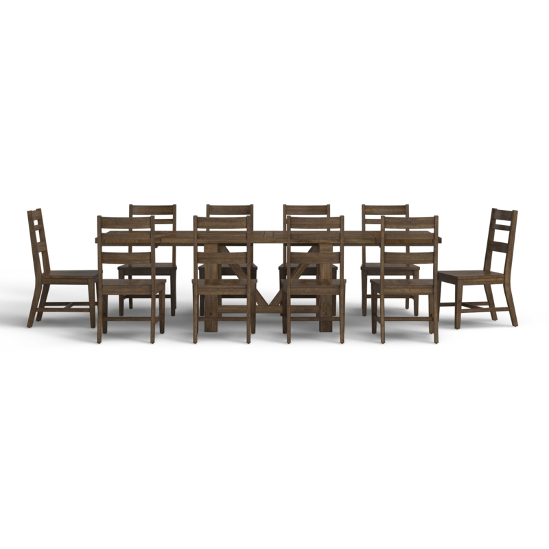 Marius 11 - Piece Extendable Solid Wood Trestle Dining Set