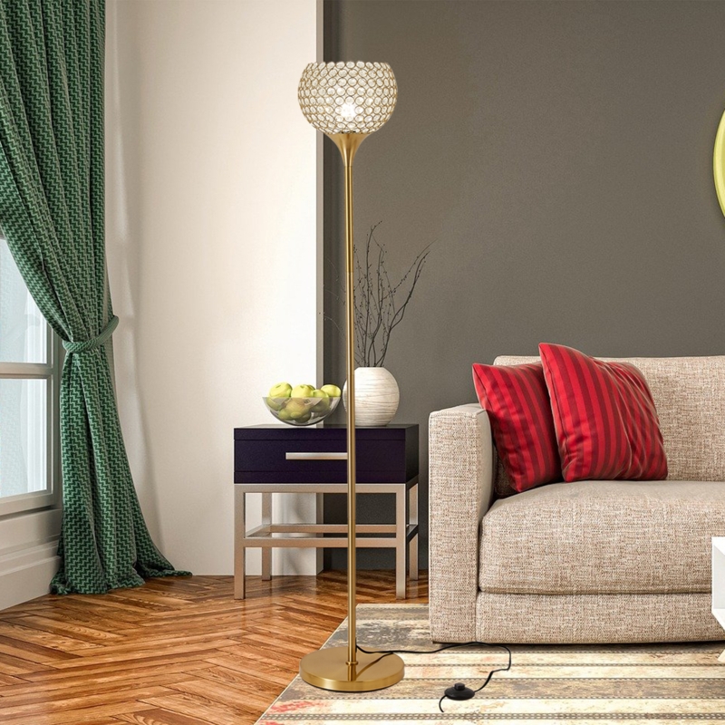 Marlenea 61" Novelty Crystal Floor Lamp With Bulbs Included