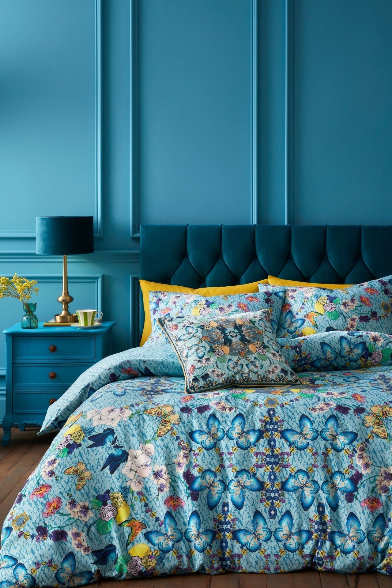 Matthew Williamson Blue Heritage Butterfly Cotton Sateen Duvet Cover Set -  blue