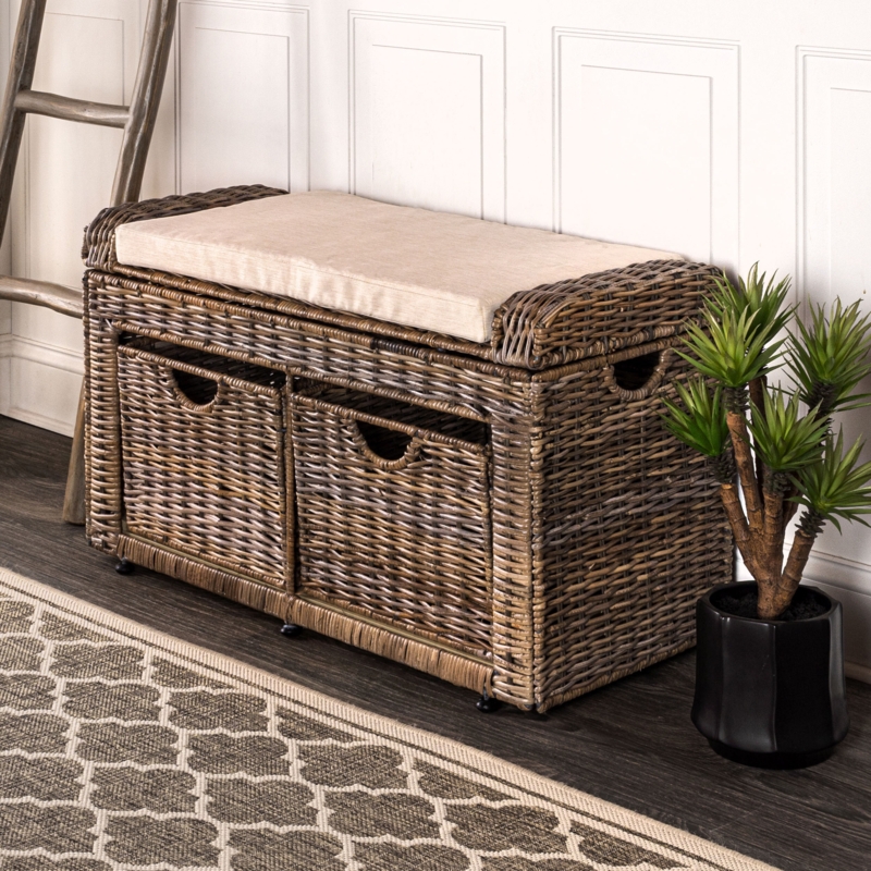 Maumelle Wicker Storage Bench