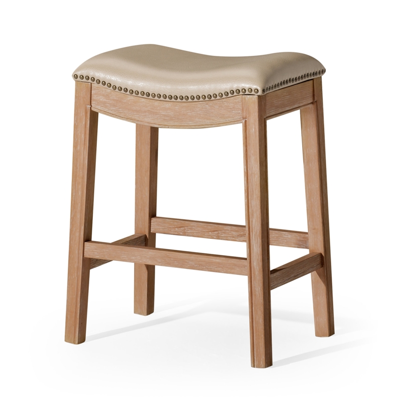 Maven Lane Adrien Saddle Barstool with Vegan Leather Upholstery