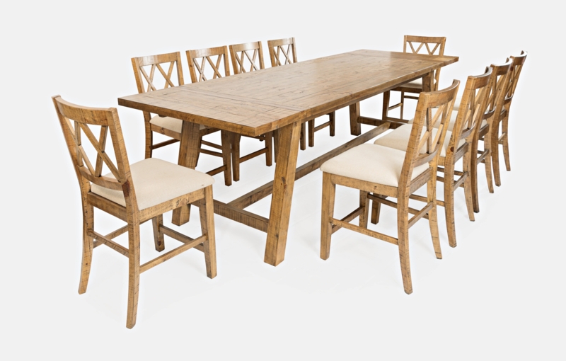 Maxine 11 - Piece Extendable Solid Wood Trestle Dining Set