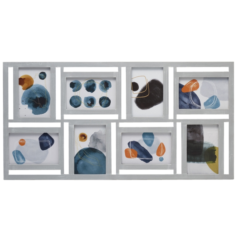 MELANNCO 8 Opening Collage Frame- Displays Four 4x6 and Four 6x4 Inch Photos, 25x15 Inch, Distressed Gray