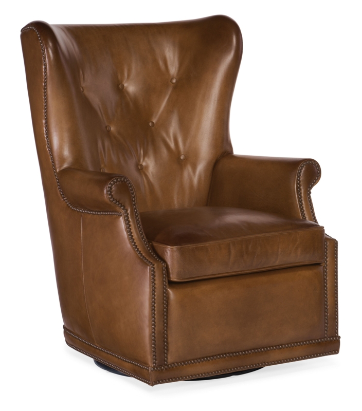 Melany Leather Swivel Wingback Chair
