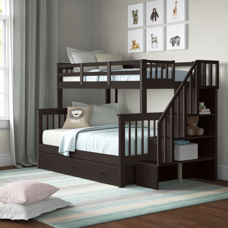 Mercedes Kids Twin Over Full Bunk Bed with Drawers