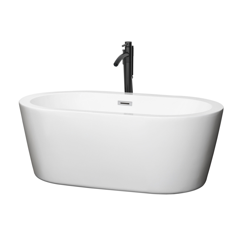 Mermaid 60'' x 29.25'' Freestanding Soaking Acrylic Bathtub with Faucet