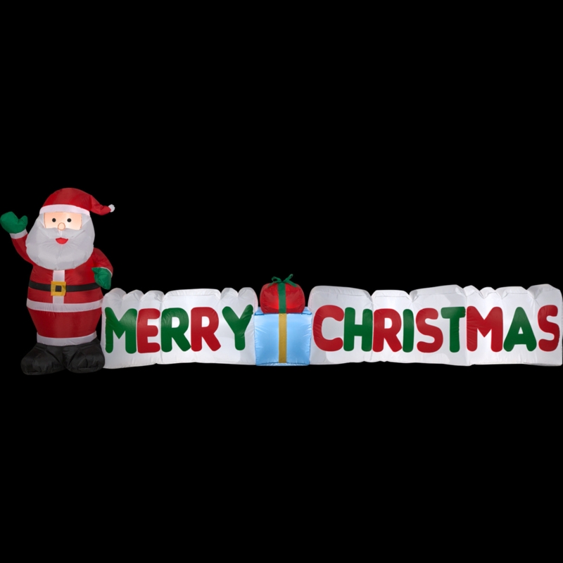 Merry Christmas Sign with Santa Inflatable