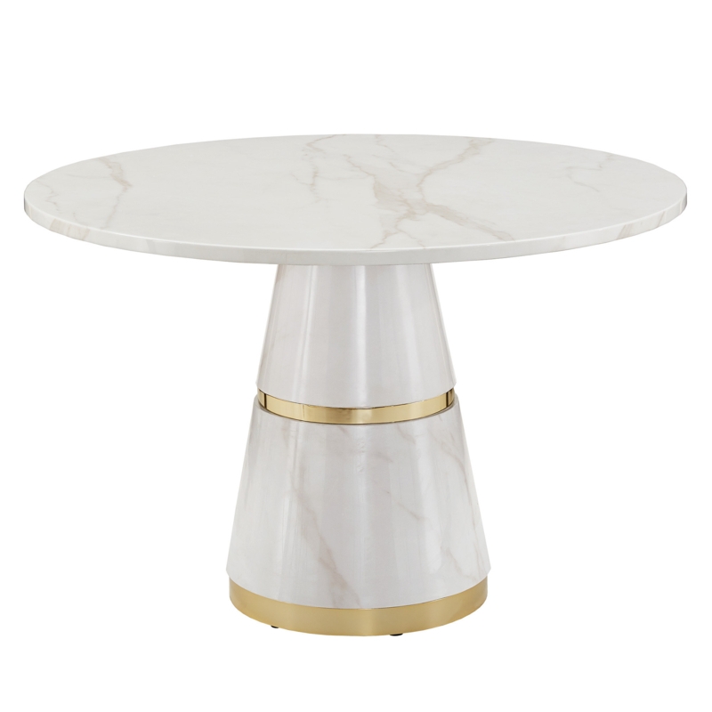Merseyside Round Faux Marble Top Metal Base Dining Table