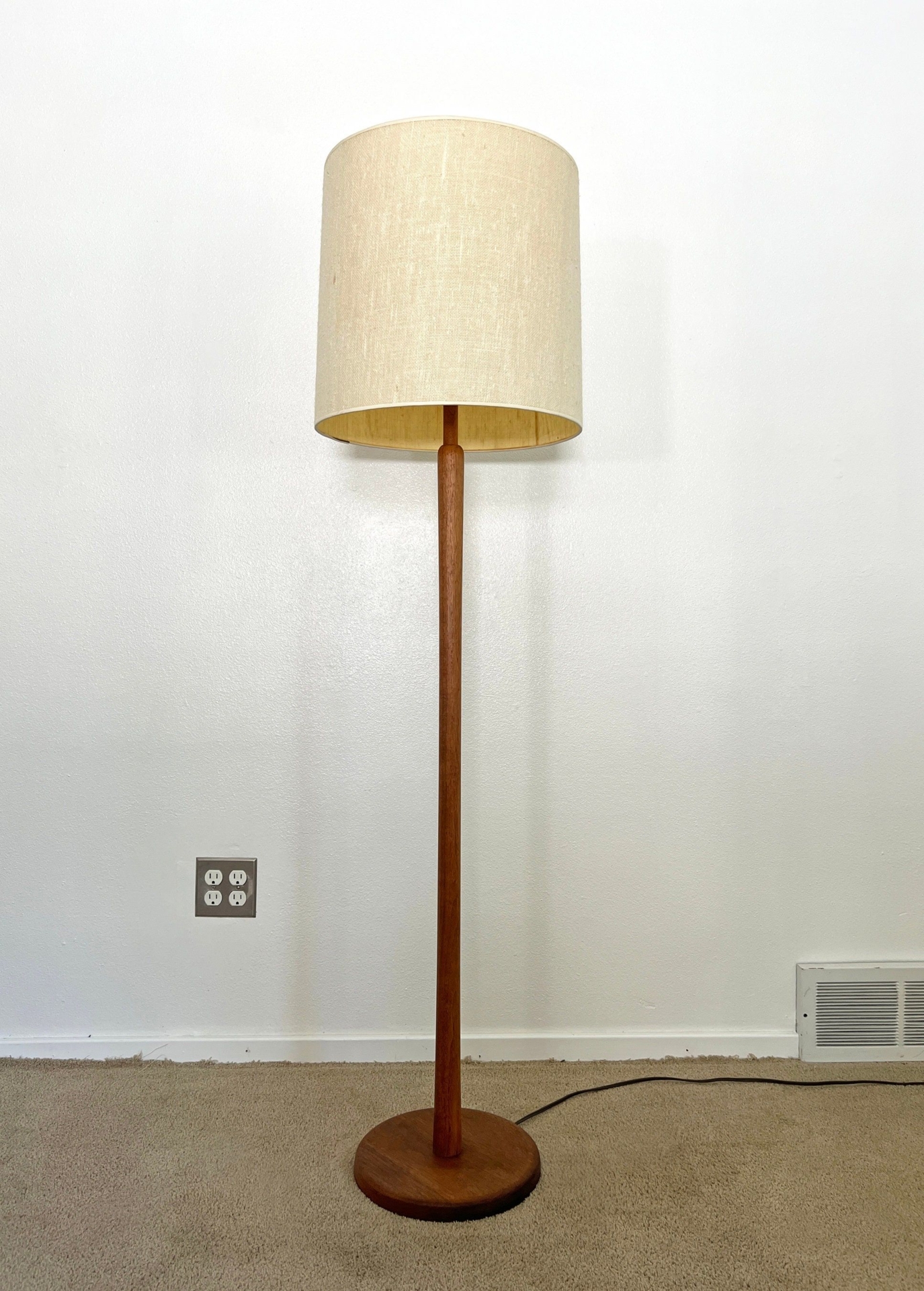 mid century Martz Marshall Studios walnut wood tapered floor lamp