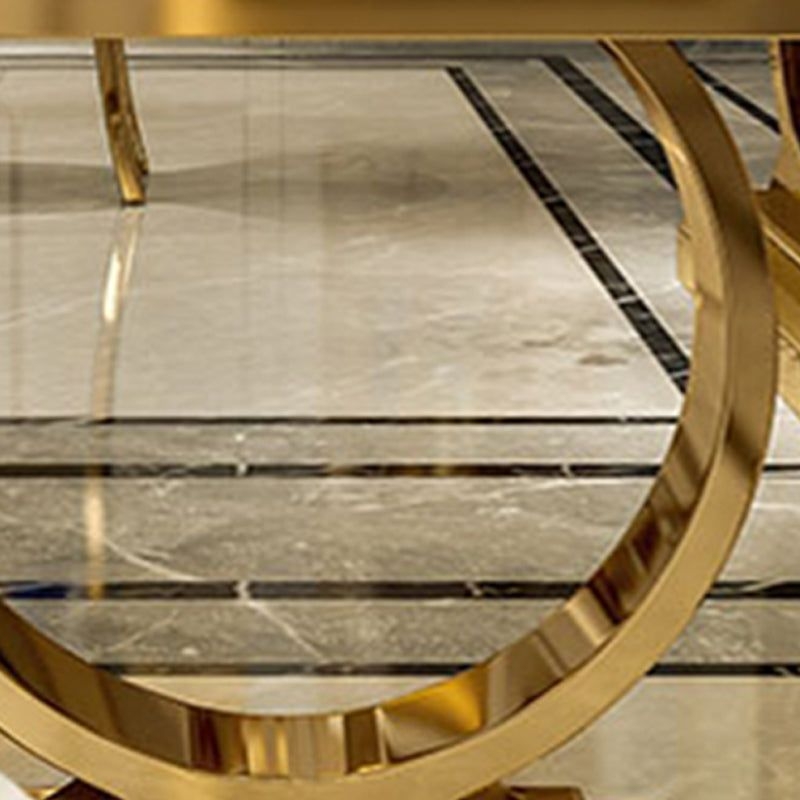 Mid-Century Modern Sofa End Table Abstract Stone Top End Table for Living Room - Gold / White/ Gold