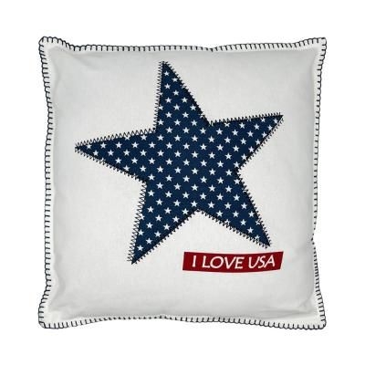 MOD LIFESTYLES 20 in. x 20 in. Patriotic Blue Star Printed Pillow, Multi