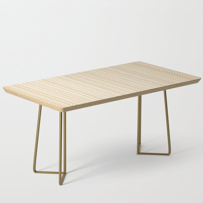 Modern Coffee Table | Bamako Textured Stripes And Dots Vertical Pattern In Muted Gold And Cream by Kierkegaard Design Studio - Gold - Society6