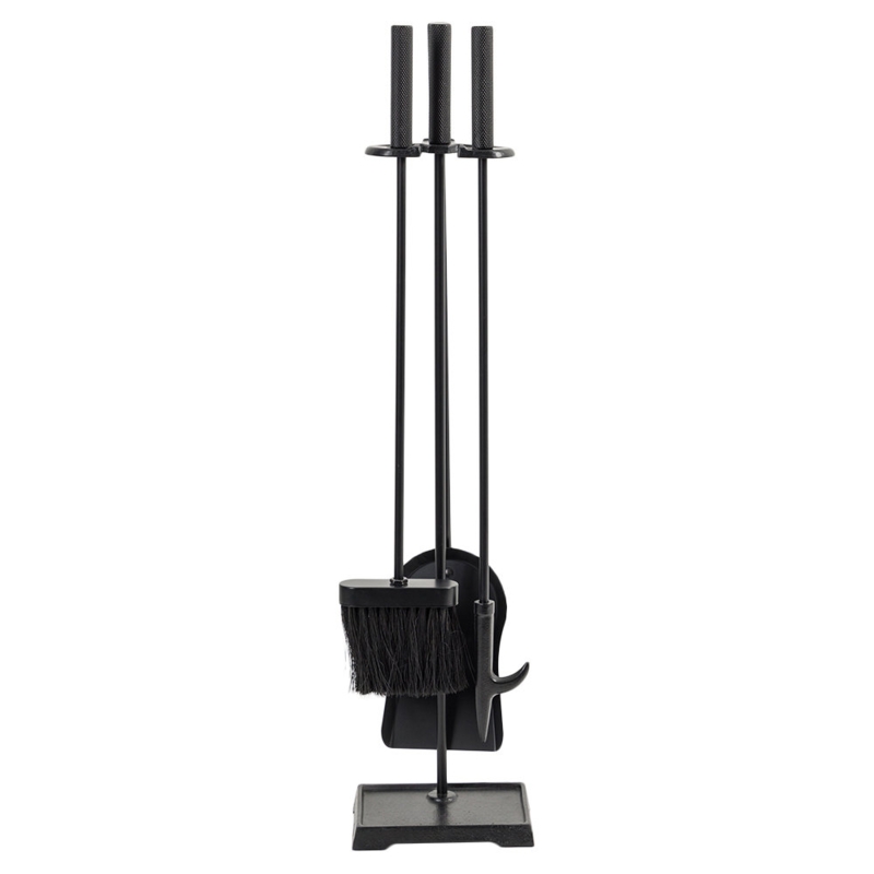 Modern Ember Harper Fireplace Tool Set - Includes Brush, Shovel, Fire Poker and Stand - Steel