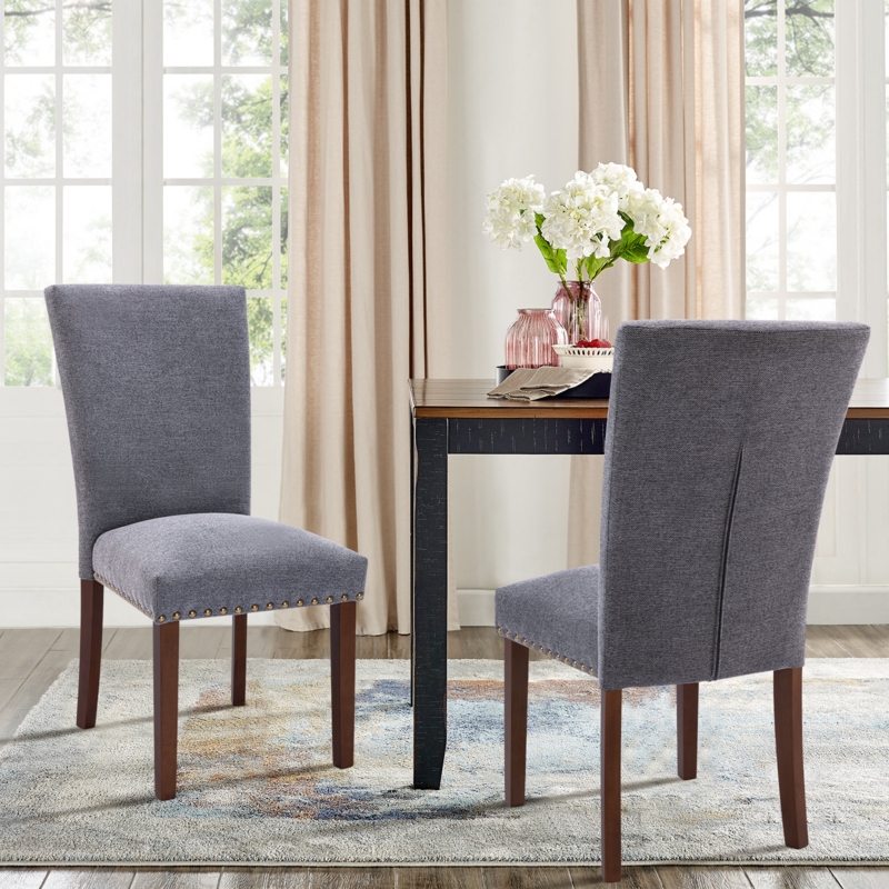 Modern Nailhead Trim Kitchen Room Wood Dining Chairs (Set of 2)