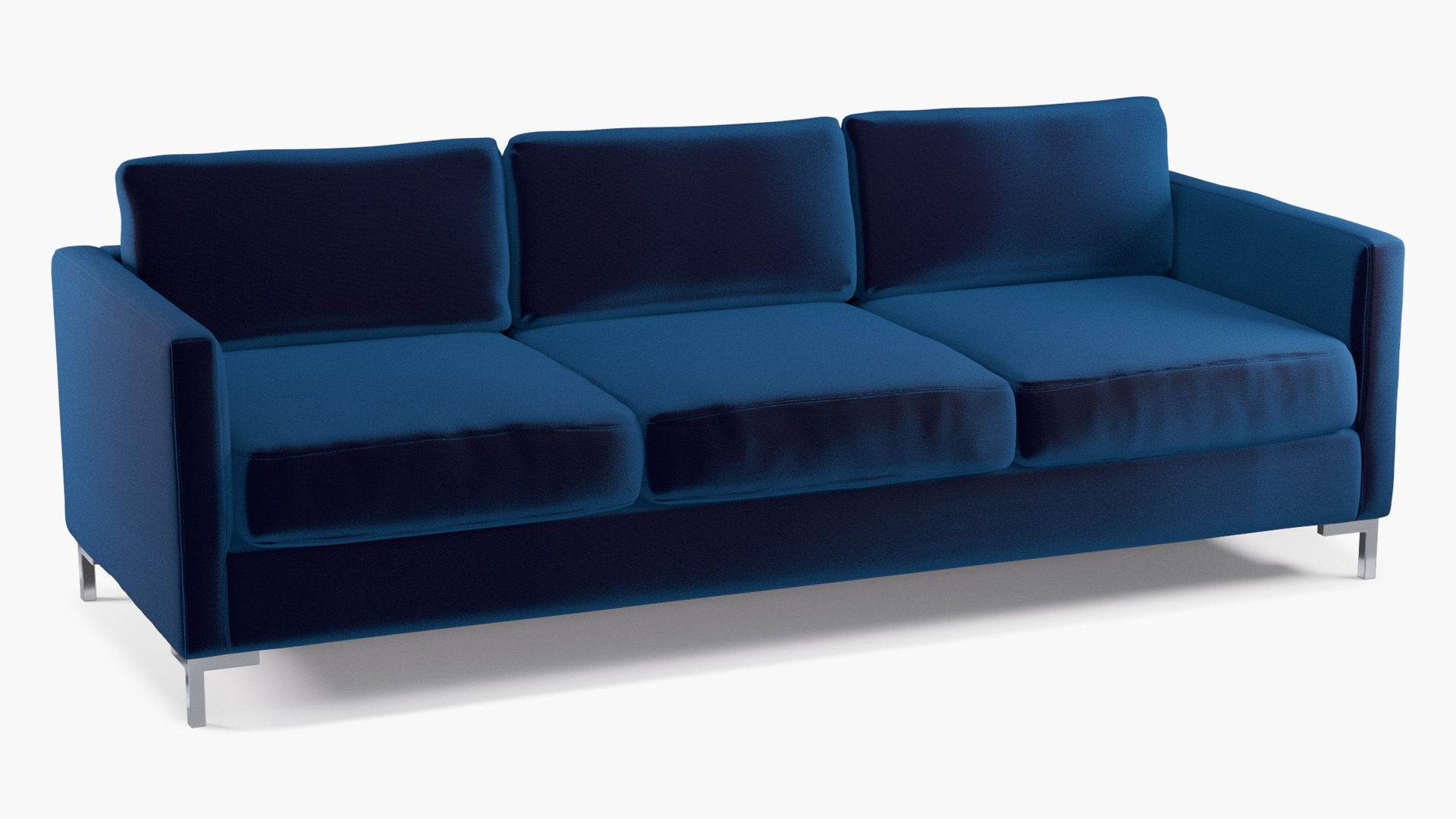 Modern Sofa | Cobalt Performance Plush Velvet | Chrome L Leg | Blue