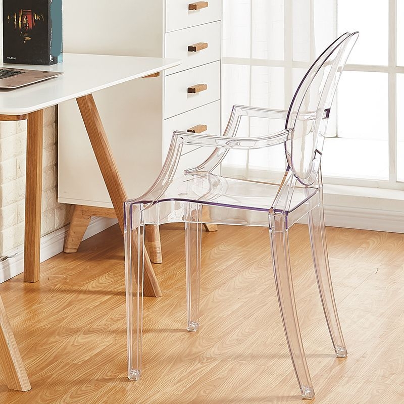 Modern Style Dining Armchair Plastic King Louis Back Arm Chair - Brown / 1 Piece