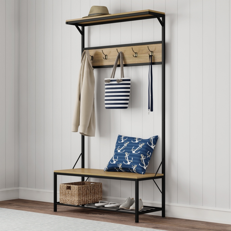 Moncada Hall Tree 39'' Wide with Bench and Shoe Storage