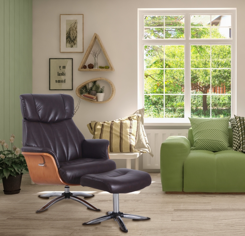 Morpeth 31.8" Wide Faux Leather Manual Swivel Standard Recliner with Ottoman