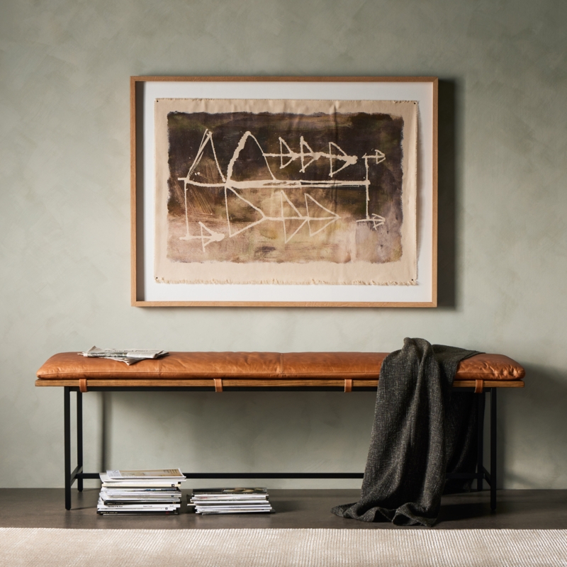 Moua Genuine Leather Upholstered Bench