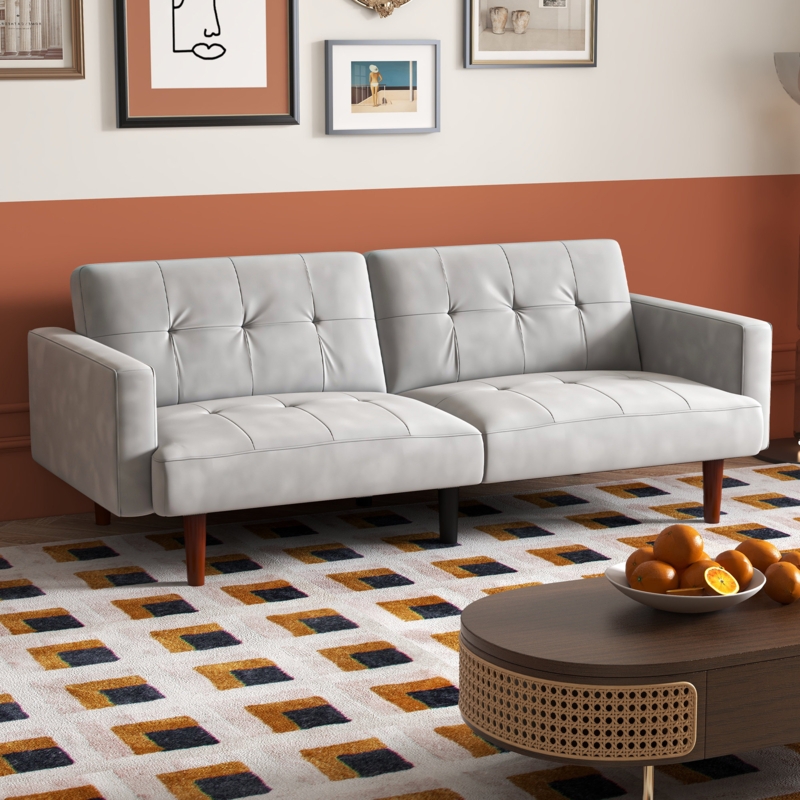 Murman 75.6'' Wide Modern Tufted Back Upholstered Convertible Sofa with Reclining Backrest