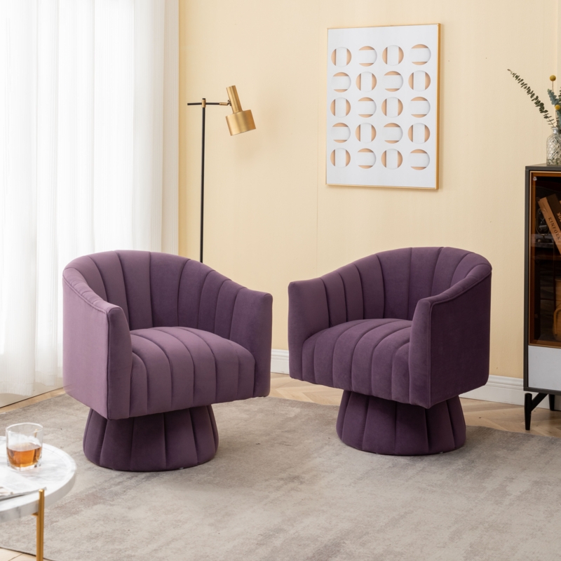 Murrow Velvet Swivel Barrel Chair