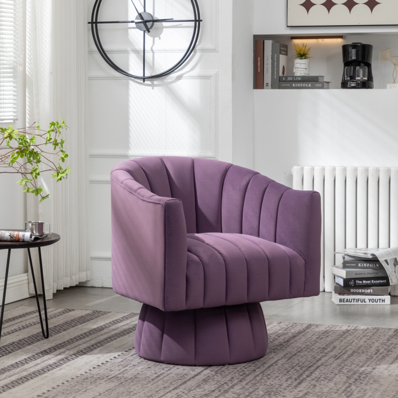 Murrow Velvet Swivel Barrel Chair