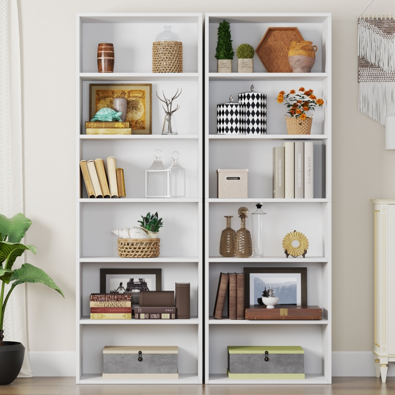 Namiko Bookshelves and Bookcases Floor Standing 6 Tier Display Storage Shelves 71in Tall Bookcase Home Decor