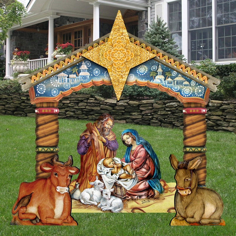 Nativity Free Standing Wooden Garden Stake