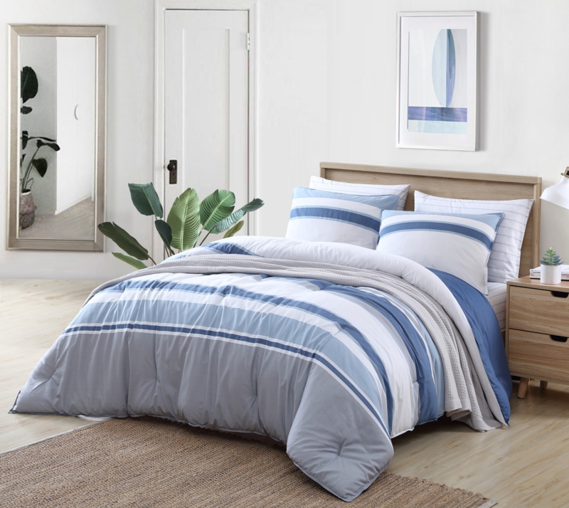 Nautica Trimmer Cotton Reversible Blue Comforter Set
