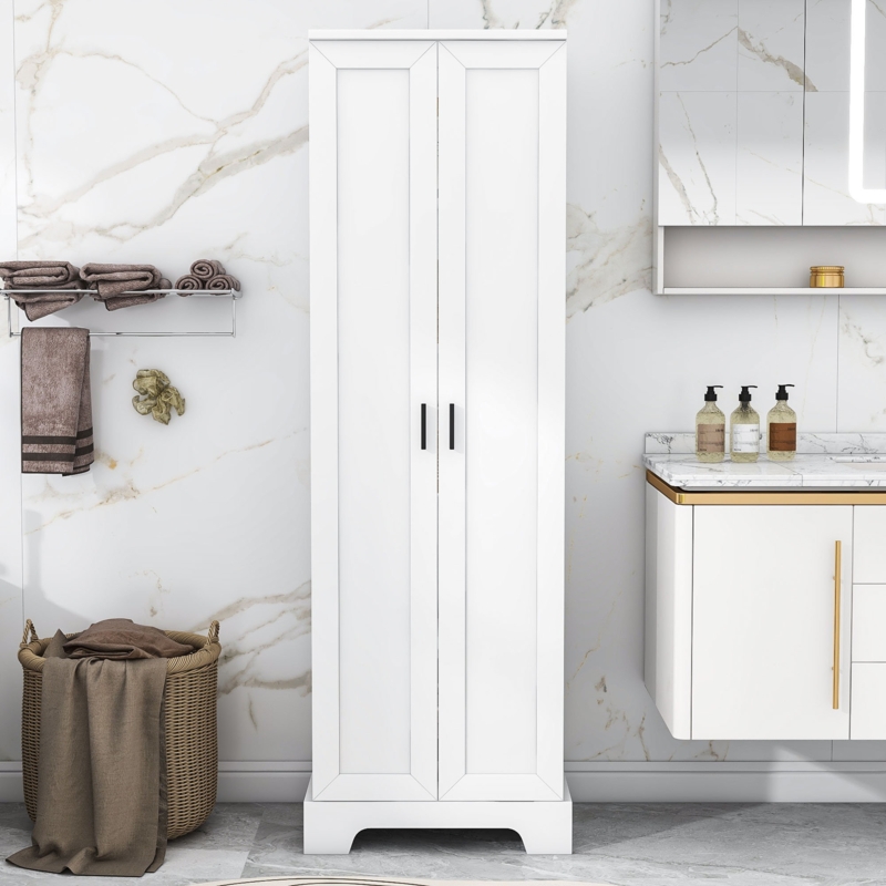 Navae Freestanding Bathroom Storage, Wooden Storage Cabinet with Two Doors