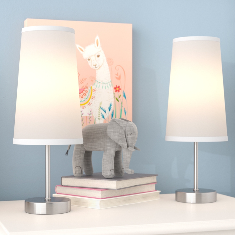 Nestor 14.25" Satin Nickel Table Lamp Set (Set of 2)