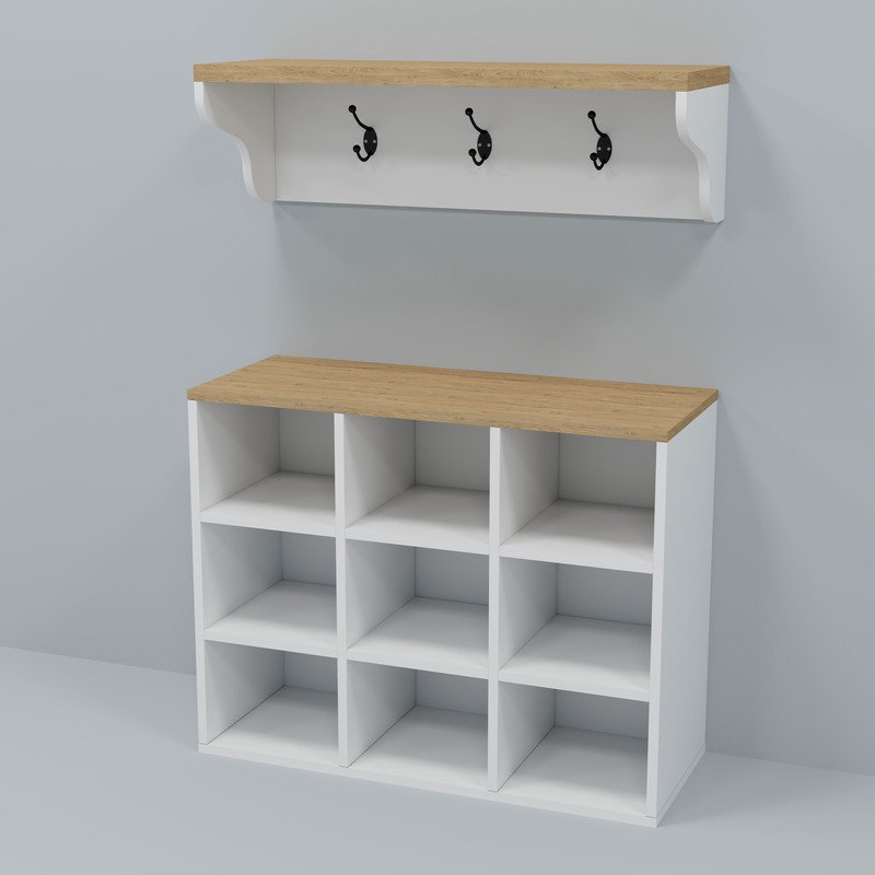 Nezperce Hall Tree 29.53'' Wide with Bench and Shoe Storage