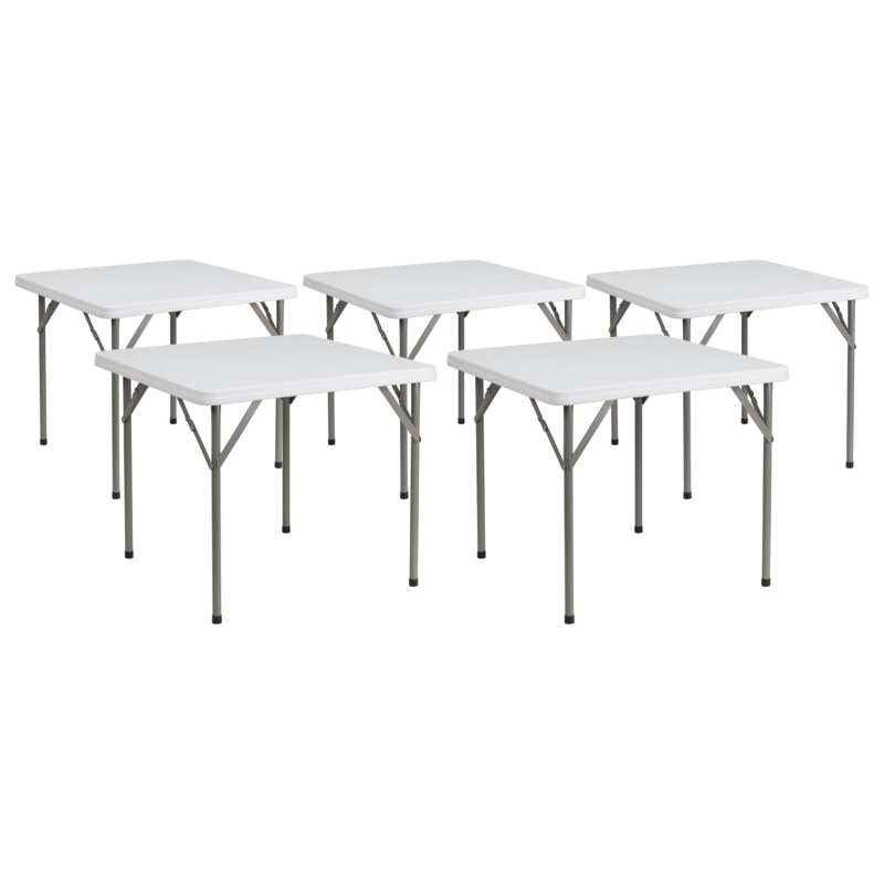 Noah 5PK 2.85-Foot Square Plastic Folding Tables - Event Folding Tables (Set of 5)