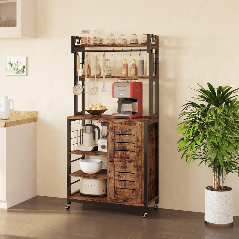 Northguard 31.5'' Wood Baker's Rack with Microwave Compatibility