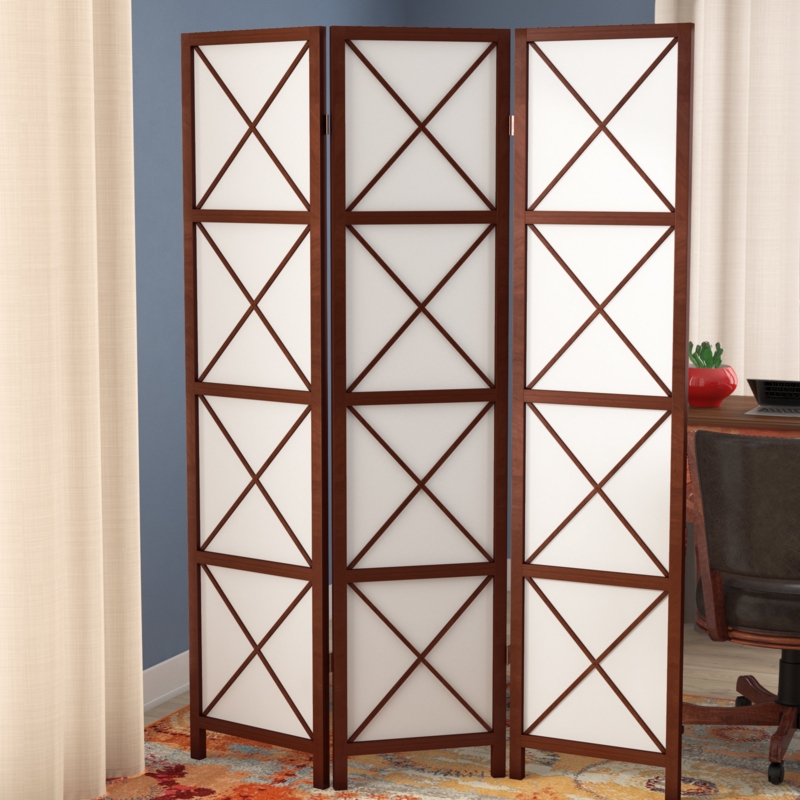 Odette 51'' W x 70.25'' H 3 - Panel Solid Wood Folding Room Divider