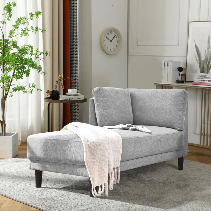 One Arm Right-Arm Linen Upholstered Chaise Lounge