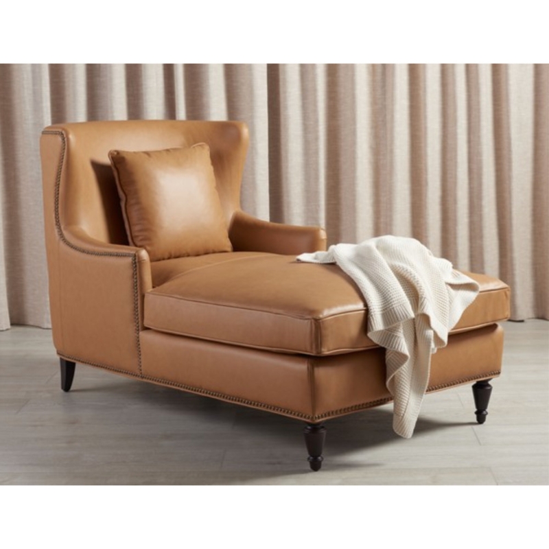 Paitlyn Slipcovered Leather Chaise Lounge