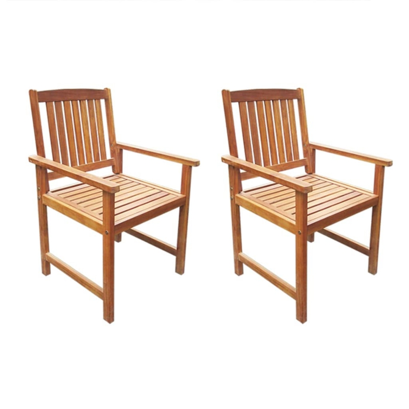 Patio Chairs Outdoor Dining Chair for Deck Garden Solid Wood Acacia (Set of 2)