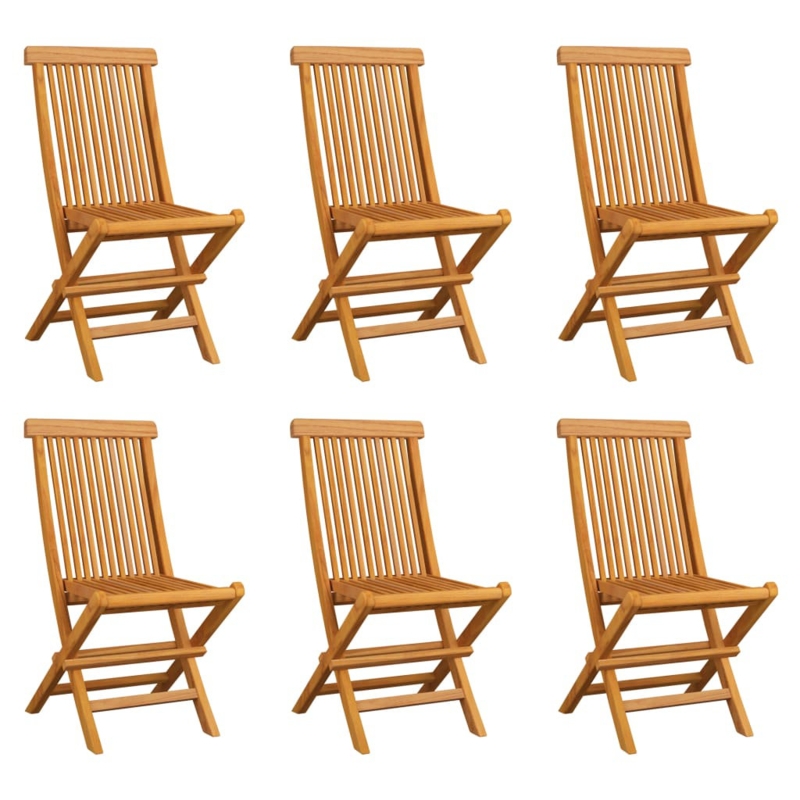 Patio Folding Chairs Outdoor Garden Camping Lawn Chair Solid Wood Teak (Set of 6)