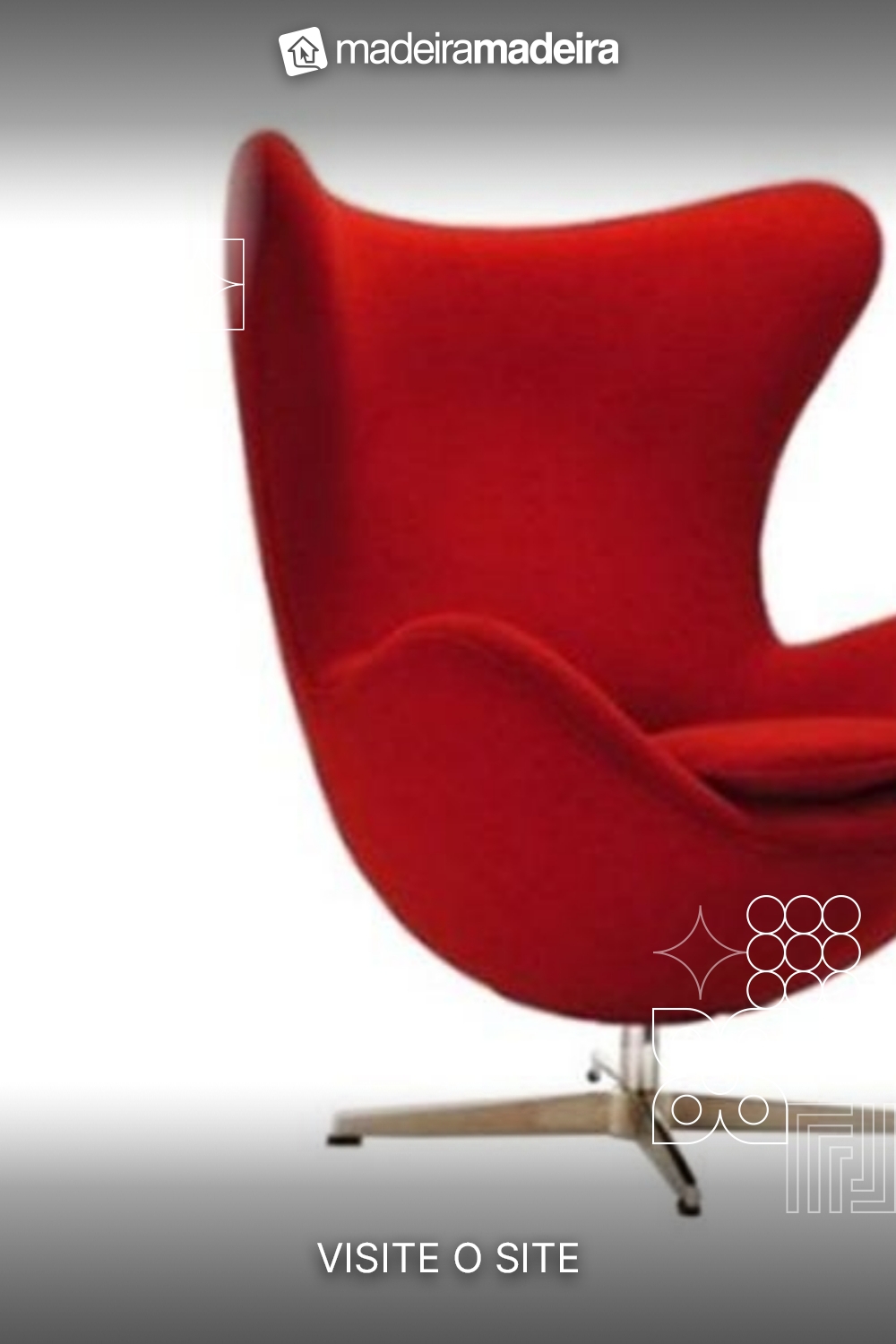 Poltrona Egg Giratria em Sued Vermelha
