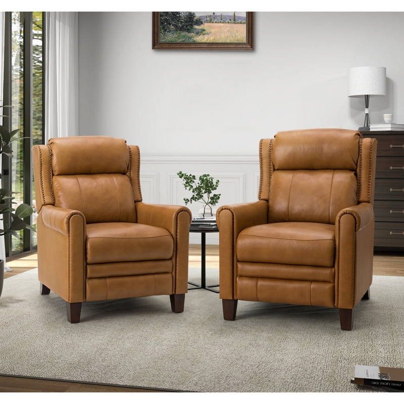 Portelli 32.48" Wide Genuine Leather Manual Recliner