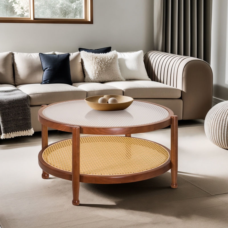 Provins Solid Wood Coffee Table, Glass Top Coffee Table