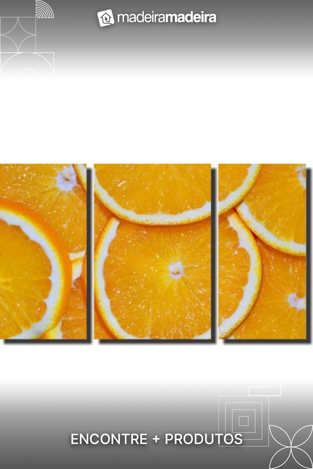 Quadro Decorativo Laranja 3 peas Para Sala e Cozinha