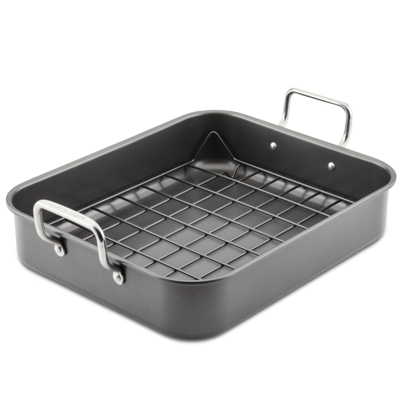 Rachael Ray Nonstick Roasting Pan With Reversible Rack, 16.5-inch X 13.5-inch