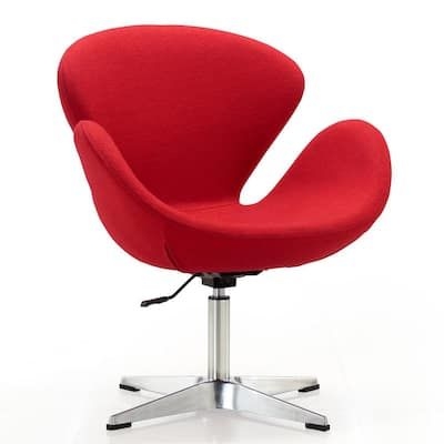 Raspberry Red and Polished Chrome Adjustable Swivel Arm Chair